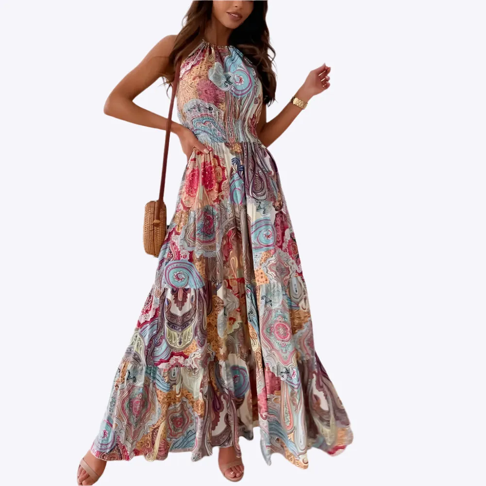Rosaria - Effortless Backless Woman's Halter Dress