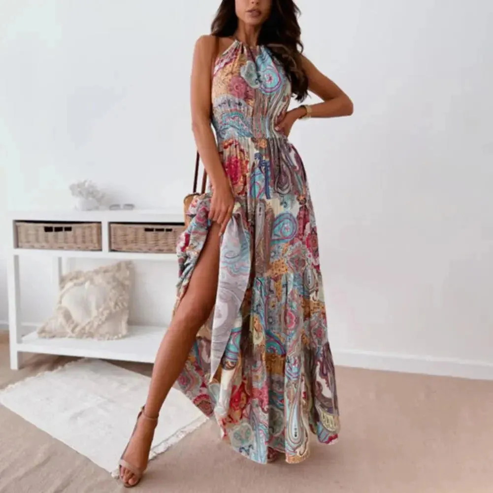 Rosaria - Effortless Backless Woman's Halter Dress
