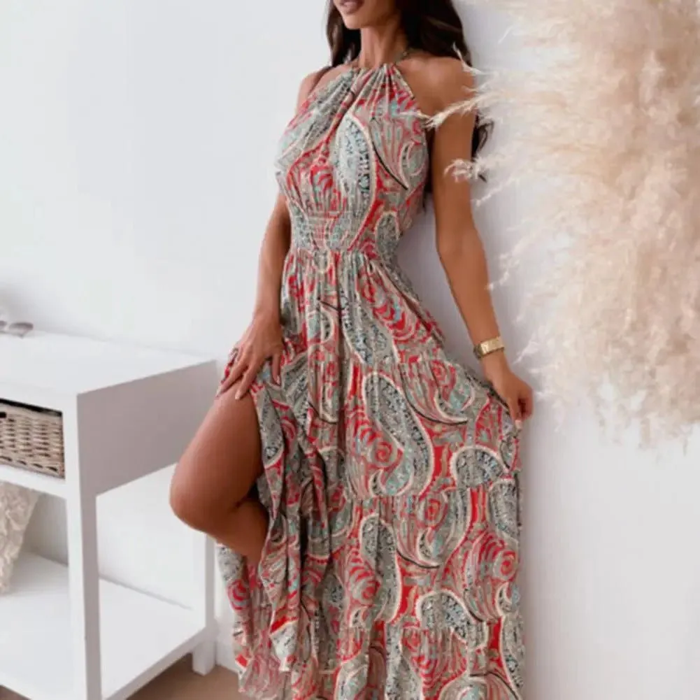 Rosaria - Effortless Backless Woman's Halter Dress