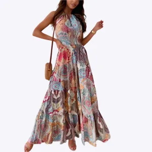 Rosaria - Effortless Backless Woman's Halter Dress