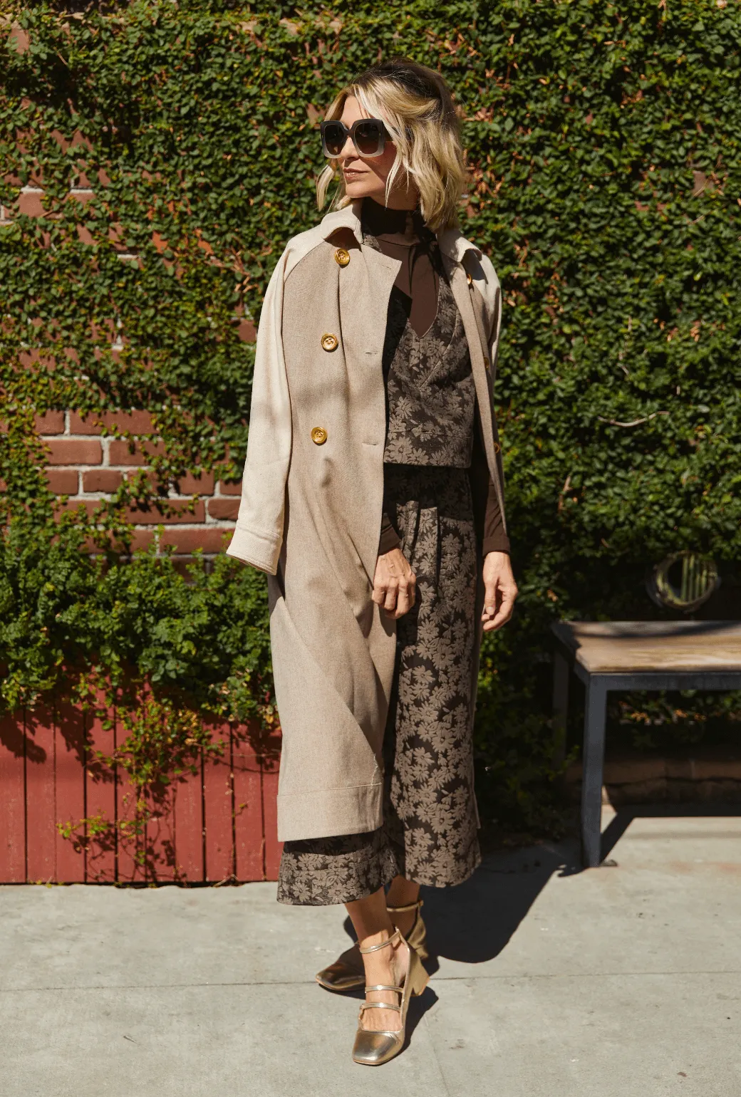 SAMPLE - Wide Leg Trousers - Chocolate Jacquard
