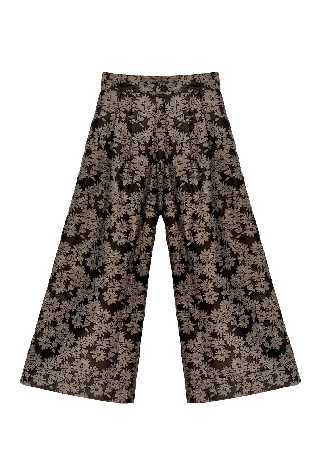 SAMPLE - Wide Leg Trousers - Chocolate Jacquard