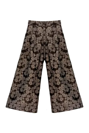 SAMPLE - Wide Leg Trousers - Chocolate Jacquard
