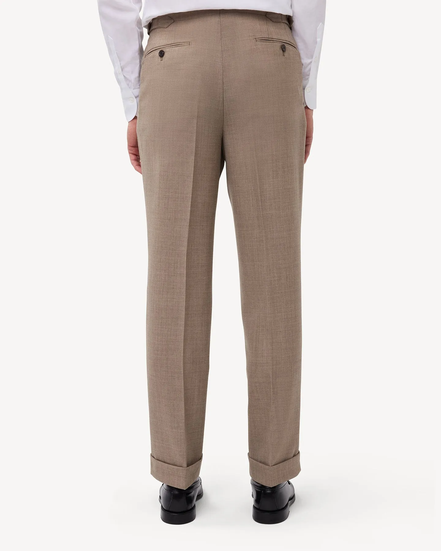Sand Single Pleat Tropical Wool Trousers