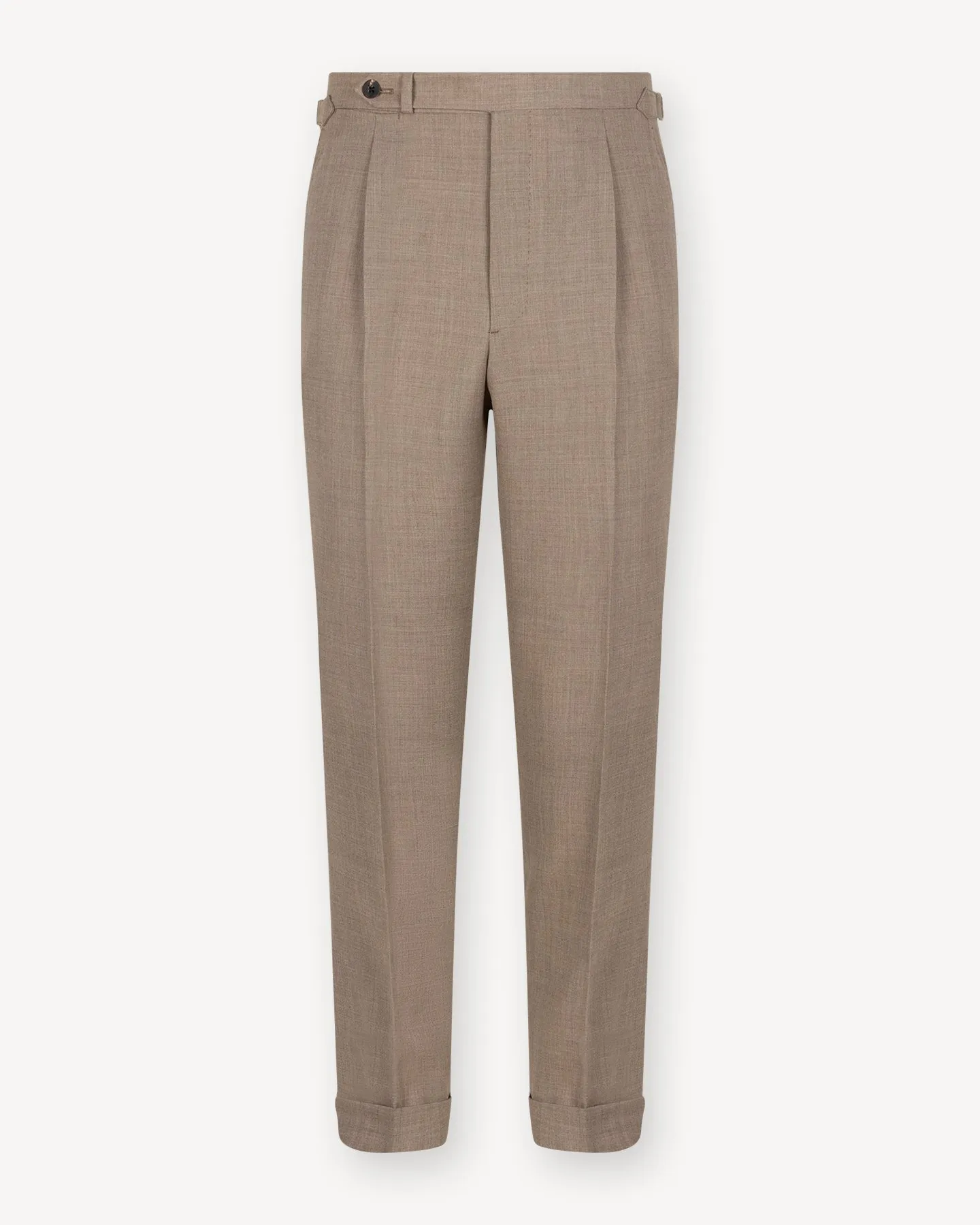 Sand Single Pleat Tropical Wool Trousers