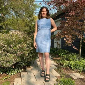 Sara Campbell Blue Fringe Sheath Dress
