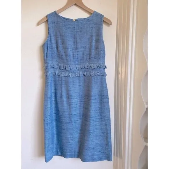 Sara Campbell Blue Fringe Sheath Dress