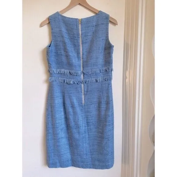 Sara Campbell Blue Fringe Sheath Dress