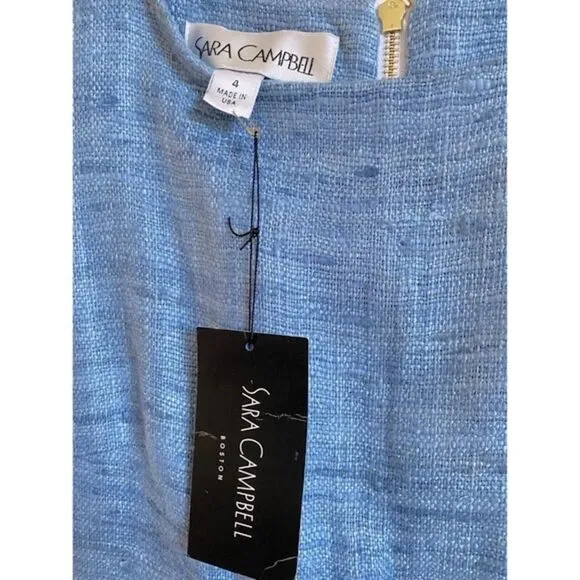Sara Campbell Blue Fringe Sheath Dress