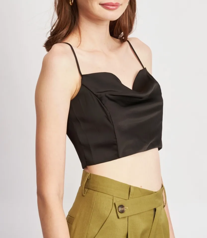 Satin Cowl Neck Bustier