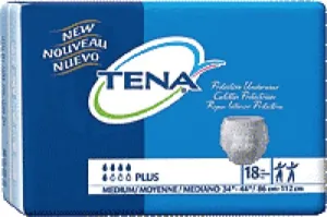 SCA Personal Care Inc TENA Plus Protective Underwear, Sterile, Latex-free, Medium 34"-44" (Bag of 18 Each)