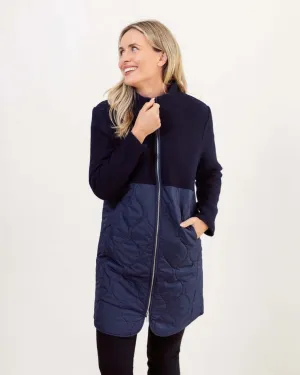 See Saw Boiled Wool Quilted Coat in Navy