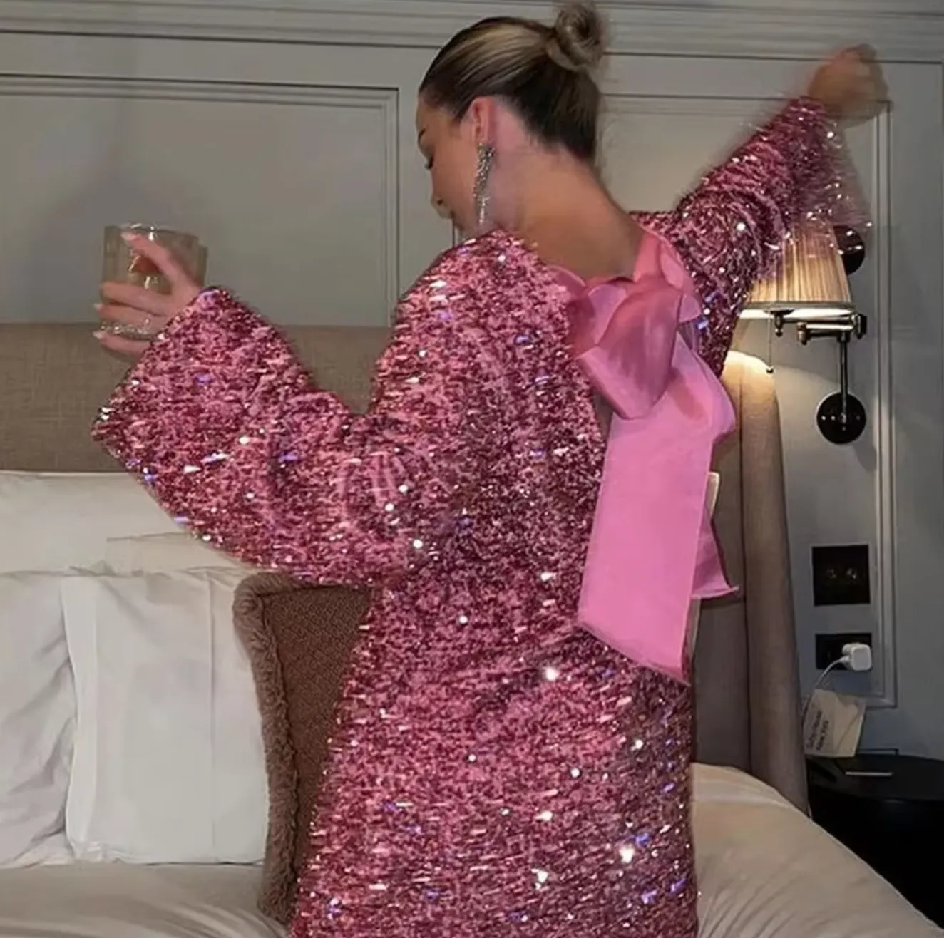 Sequin Mini Dress | Statement Bow | Glamorous & Chic