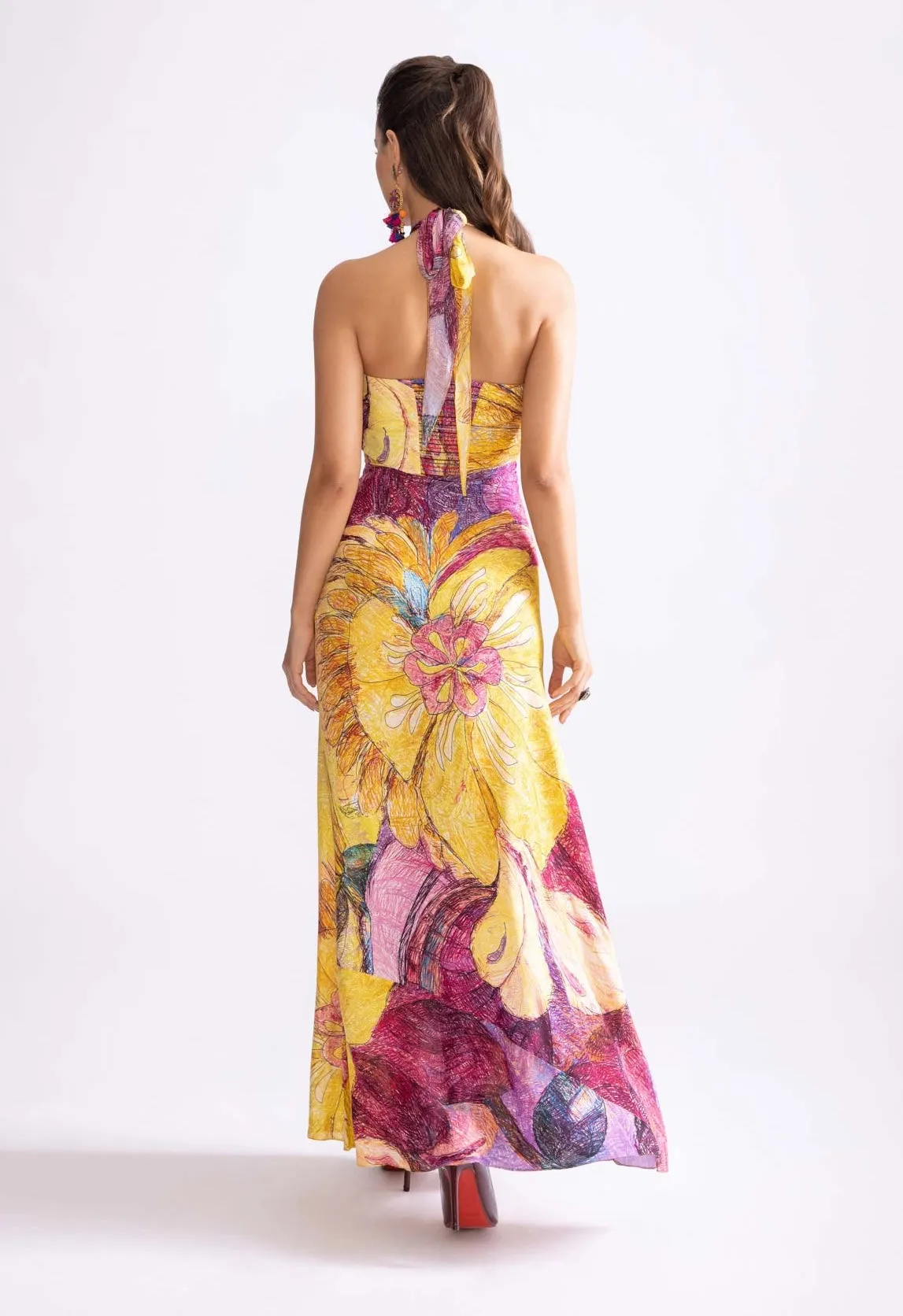 Shailee printed halter dress