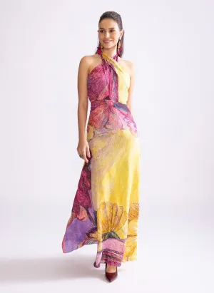 Shailee printed halter dress