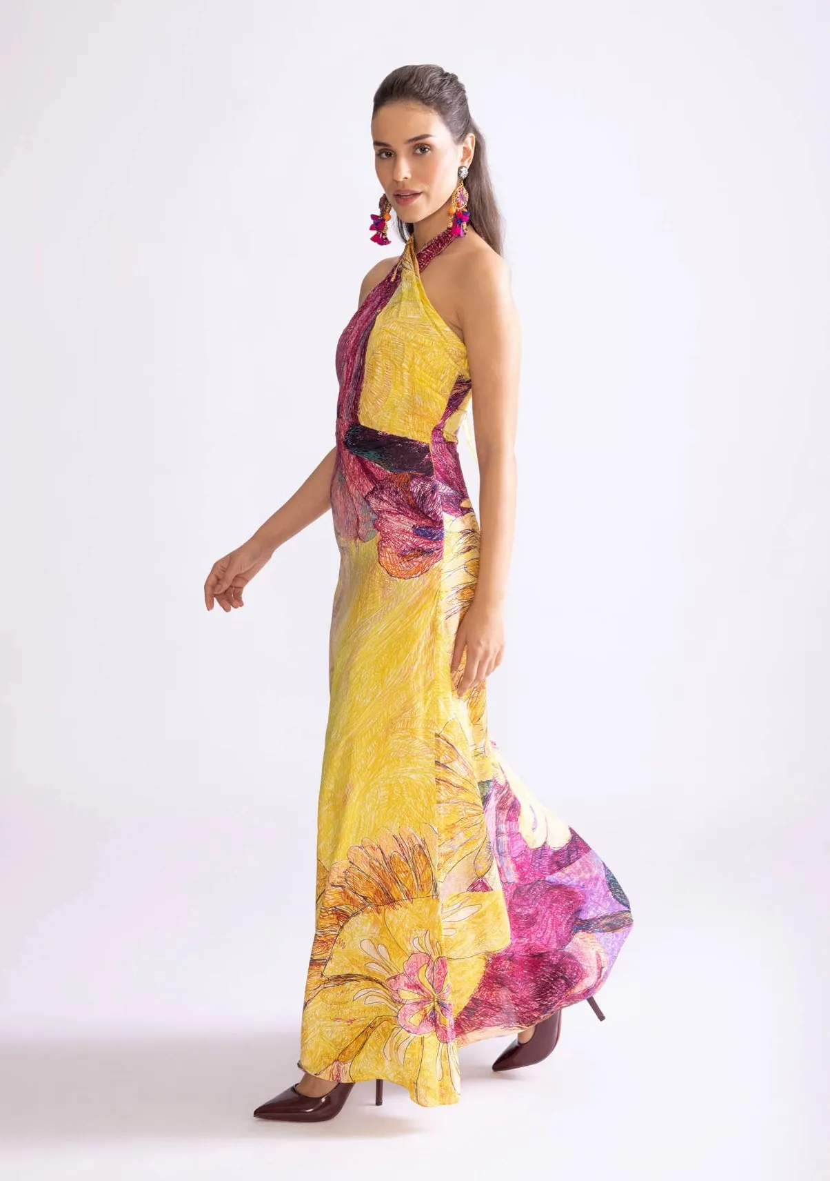 Shailee printed halter dress