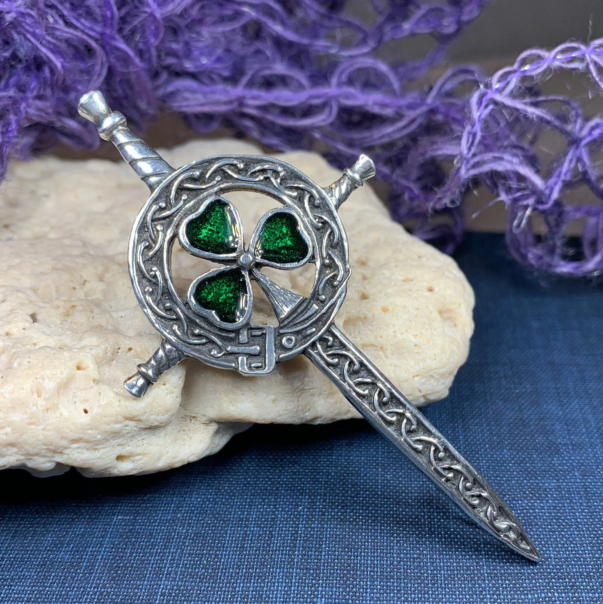 Shamrock Sword Kilt Pin