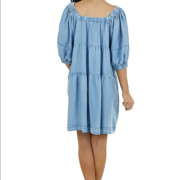 She   Sky Chambray Blue Faux Denim Dress with Pockets 2XL
