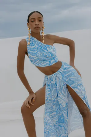 Shellegance Blue Abstract Shells - Mykonos Split Pants