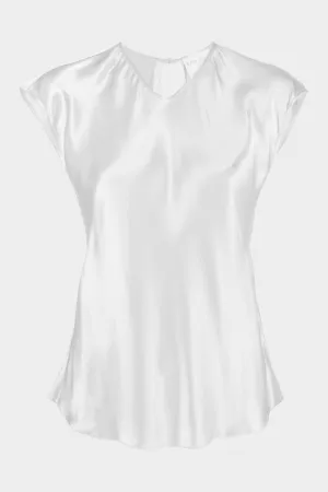Shining Satin Top in White