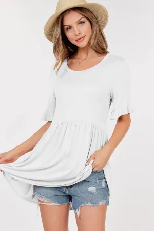 Short Ruffle Sleeve Tunic - Off White