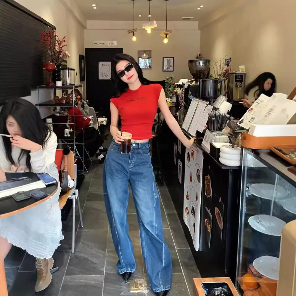 Sickle Wide Leg Deconstructed Jeans