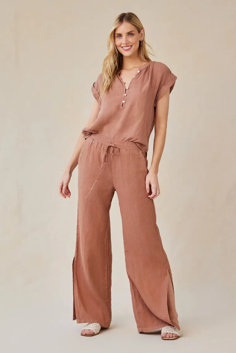Side Slit Wide Leg Pants