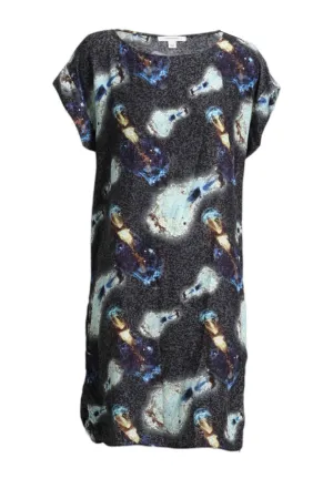 Silk Cosmic Mini Dress in Black