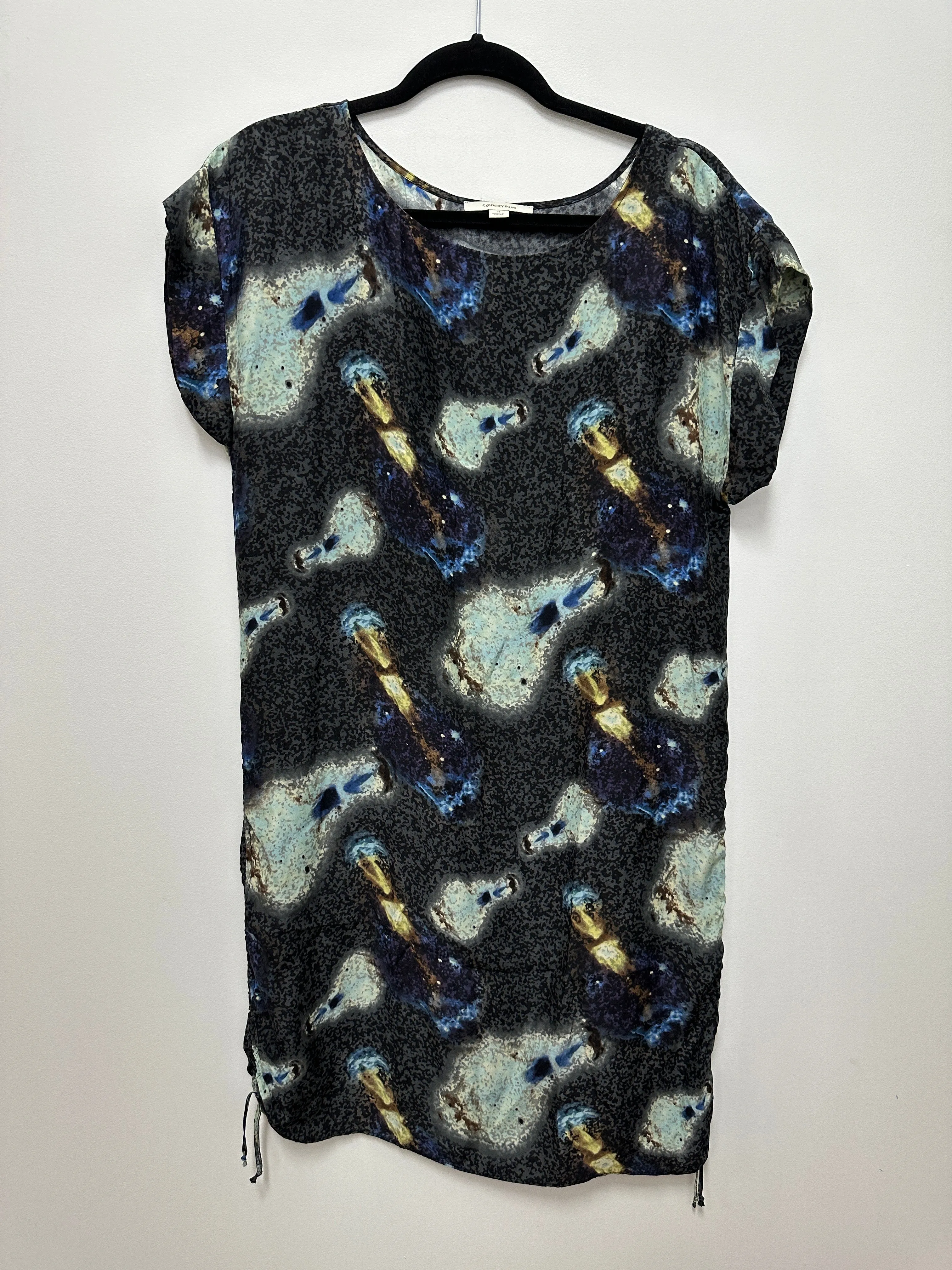 Silk Cosmic Mini Dress in Black