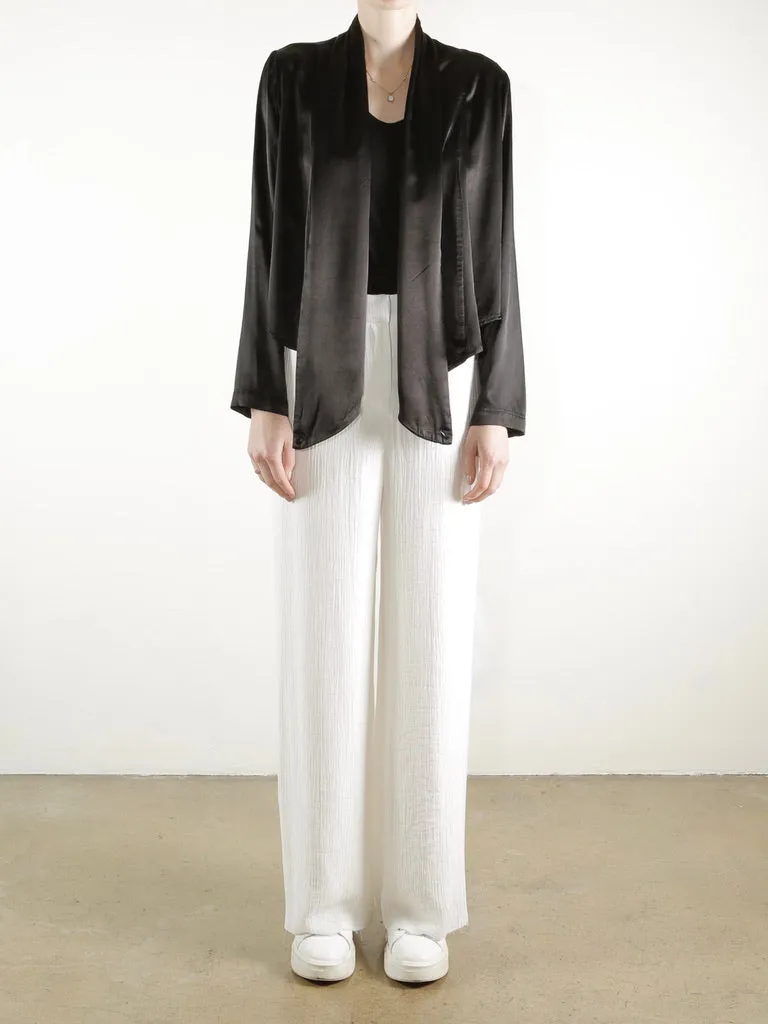 Simone Shirt Jacket in Vintage Satin - Black