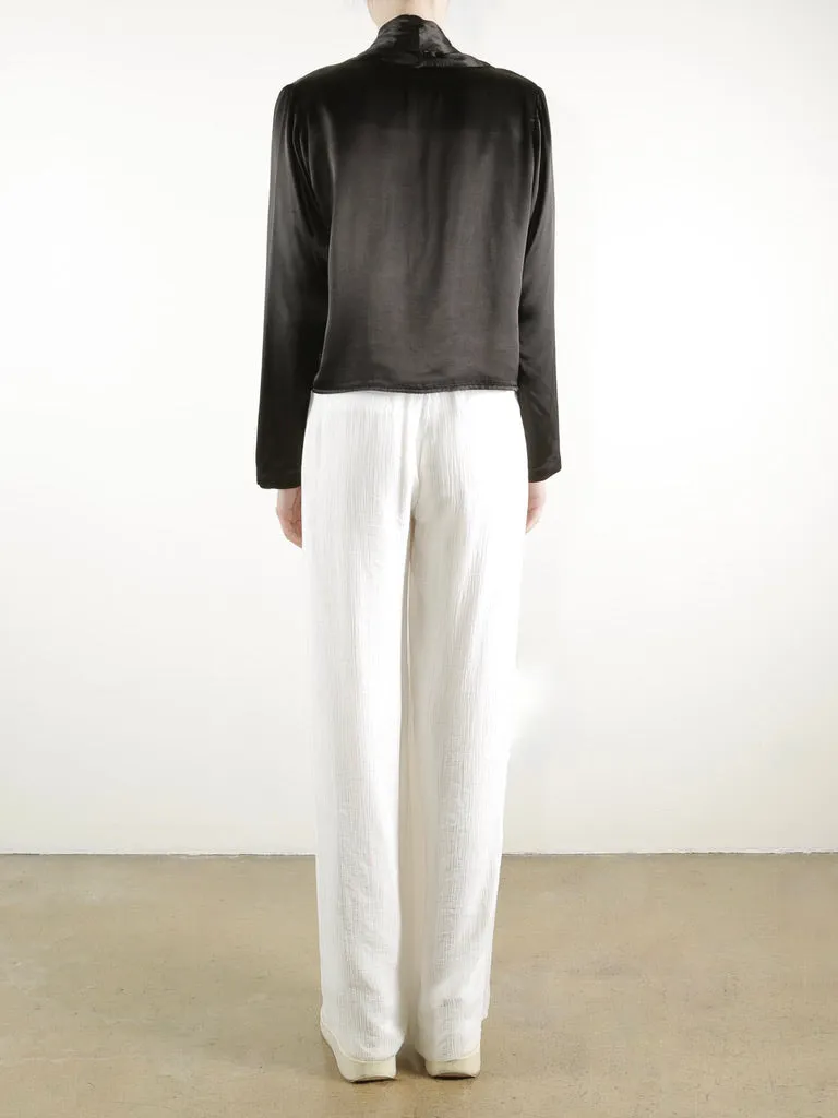 Simone Shirt Jacket in Vintage Satin - Black