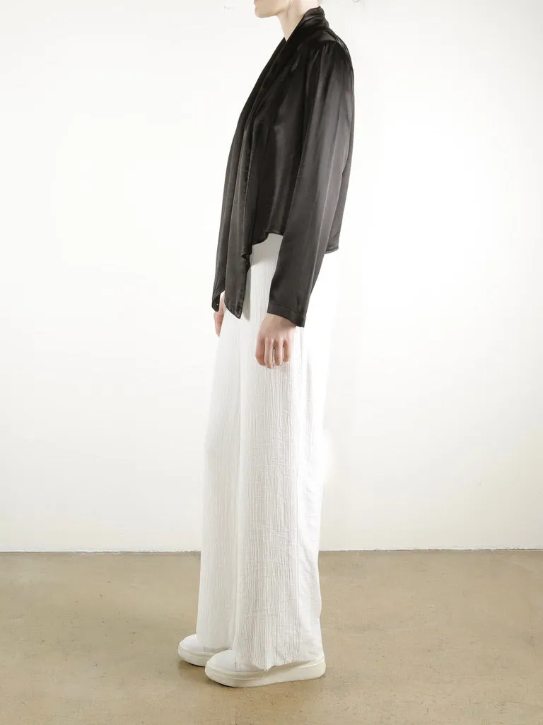 Simone Shirt Jacket in Vintage Satin - Black