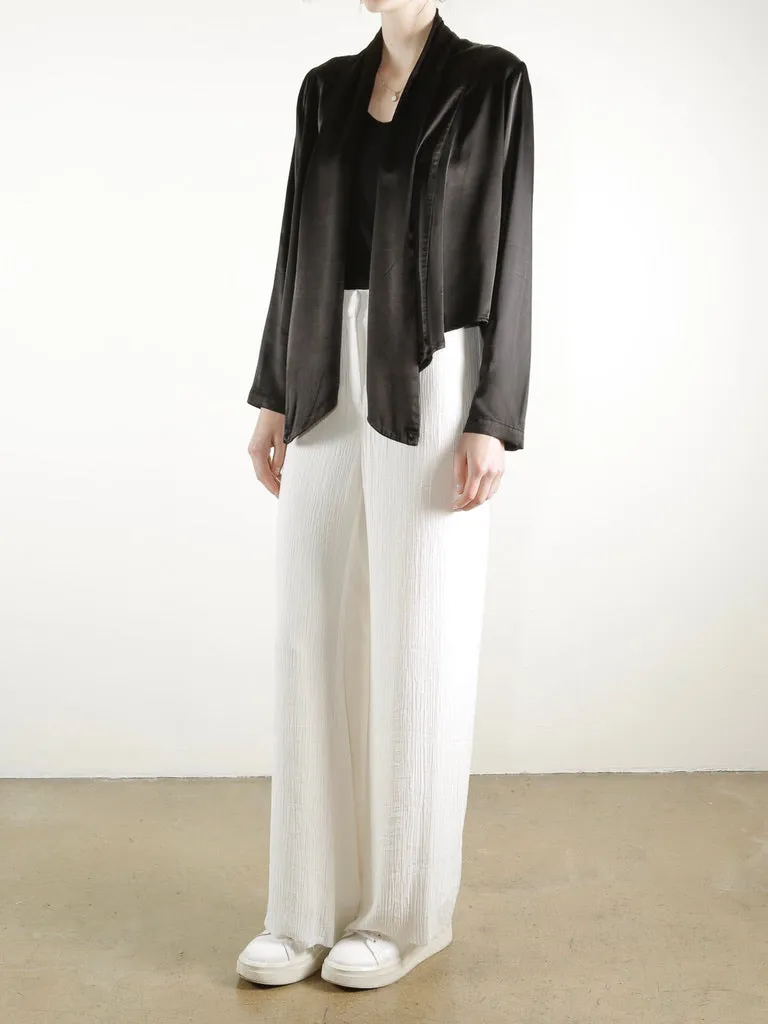 Simone Shirt Jacket in Vintage Satin - Black