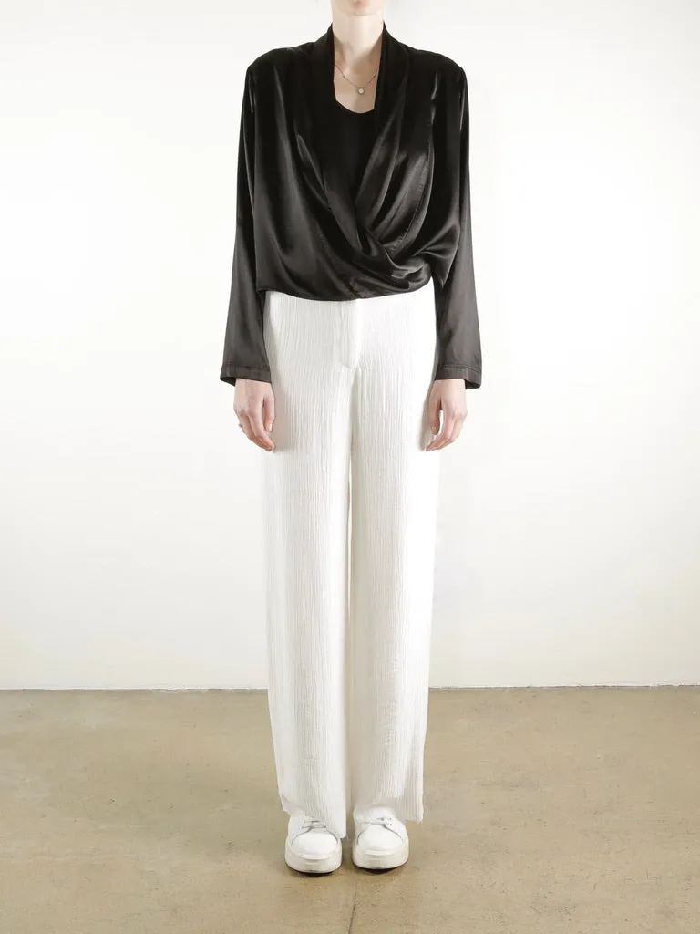 Simone Shirt Jacket in Vintage Satin - Black