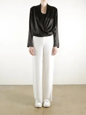 Simone Shirt Jacket in Vintage Satin - Black