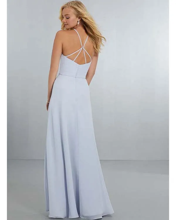 Simple 2018 Chiffon Bridesmaid Dresses Halter Neckline A-line Honor of the Maid Dresses Floor Length