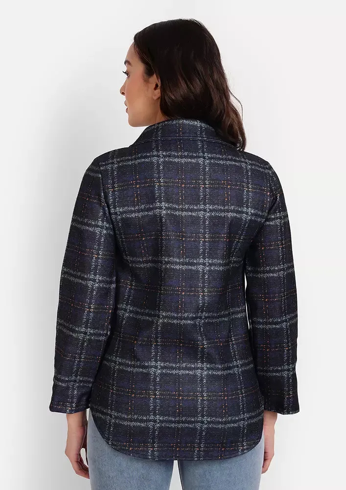 Single Breasted Plaid Short Jacket With Lapel Collar