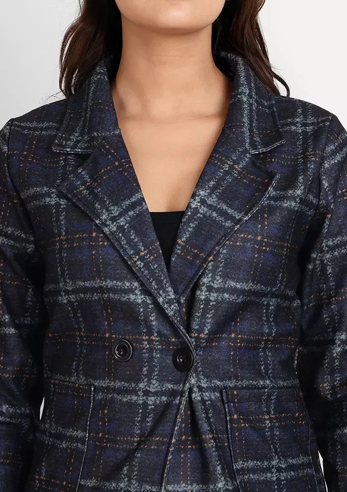 Single Breasted Plaid Short Jacket With Lapel Collar