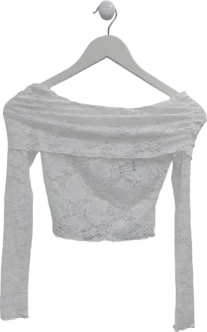 SLA the label White Off The Shoulder Lace Top UK XXXS