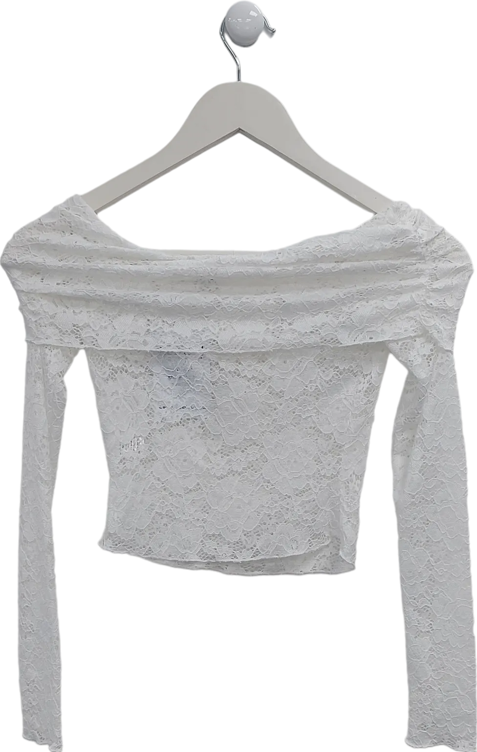SLA the label White Off The Shoulder Lace Top UK XXXS