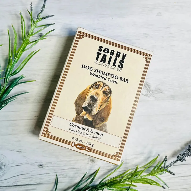 Soapy Tails Dog Shampoo Bar for Wrinkled Coats - Coconut & Lemon