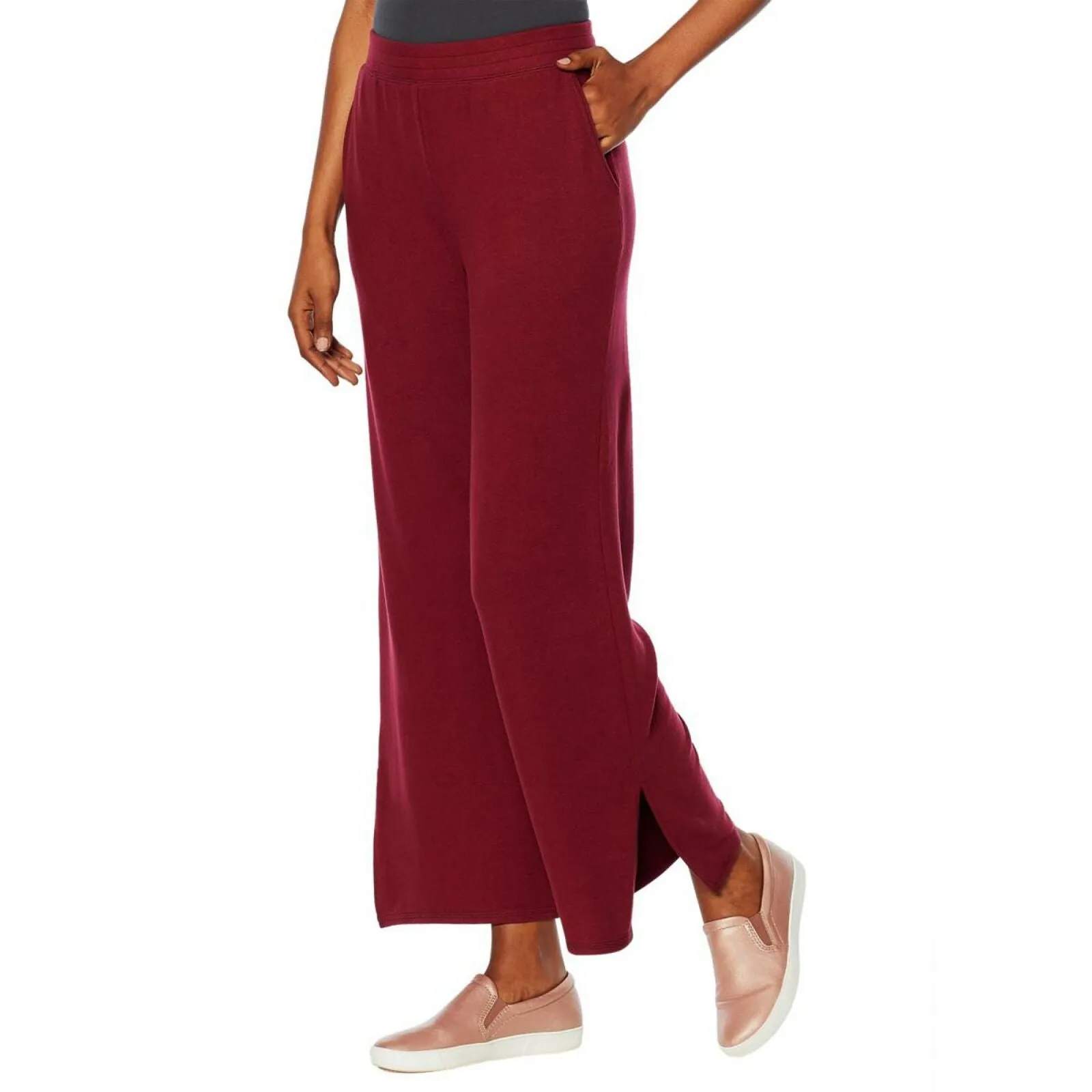 Soft & Cozy Women's Plus Size Brushed Hacci Knit Pants With Pockets