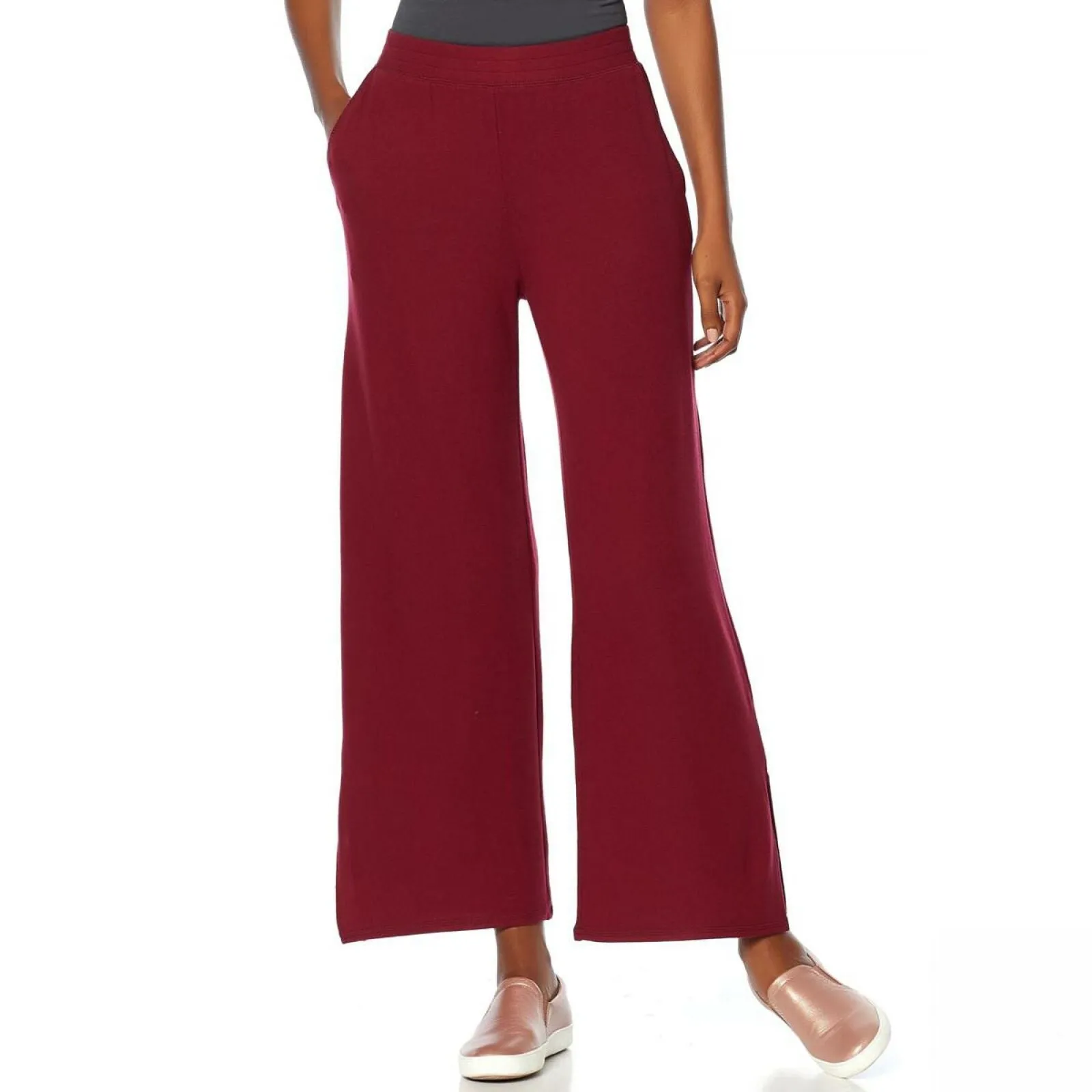 Soft & Cozy Women's Plus Size Brushed Hacci Knit Pants With Pockets