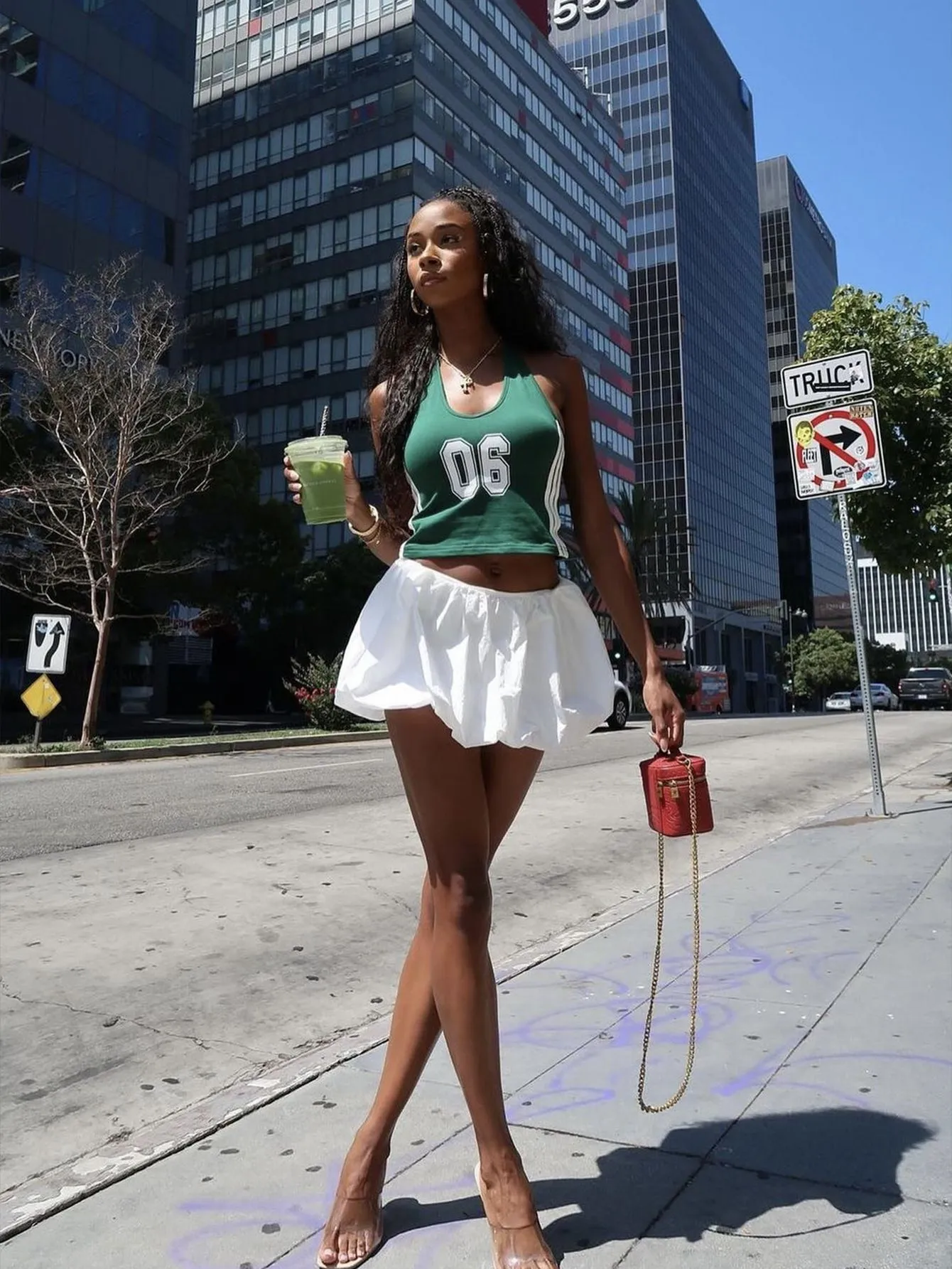 Sporty Chic Retro Number Print Halter Neck Crop Top