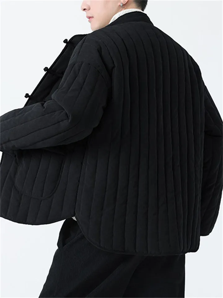 Stand Collar Pure Color Tang Suit Coats for Men
