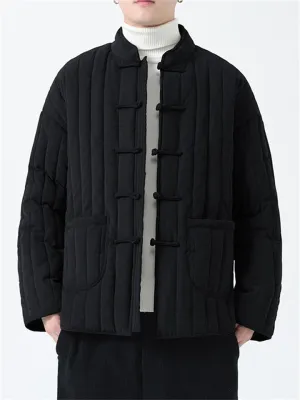 Stand Collar Pure Color Tang Suit Coats for Men