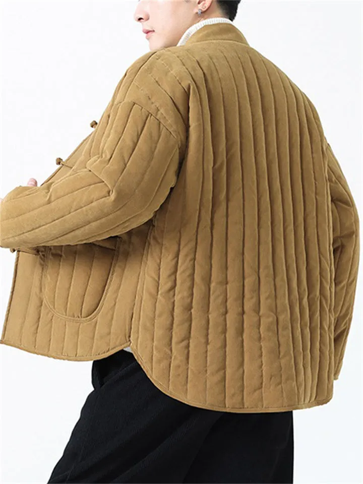 Stand Collar Pure Color Tang Suit Coats for Men