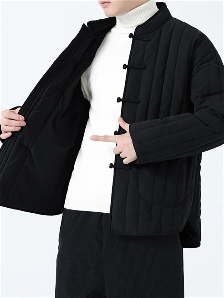 Stand Collar Pure Color Tang Suit Coats for Men