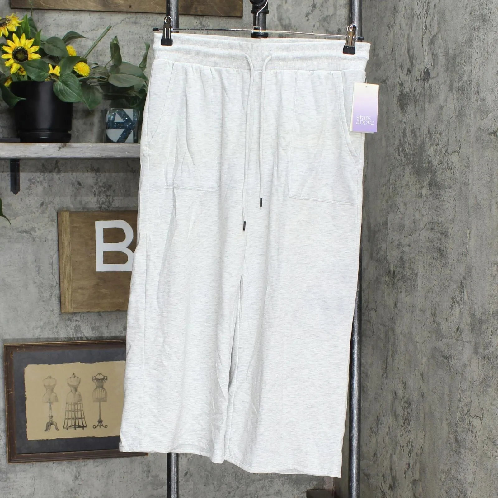 Stars Above Women's Beautifully Soft Fleece Cropped Wide Leg Lounge Pants