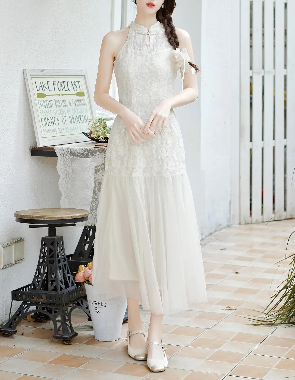 Stylish Dress with Solid Color and Toggle Button Detail
